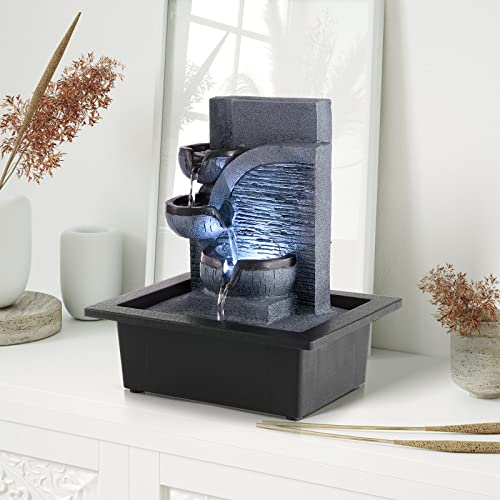 Indoor Water Fountain Tabletop Waterfall Fountain with LED Light