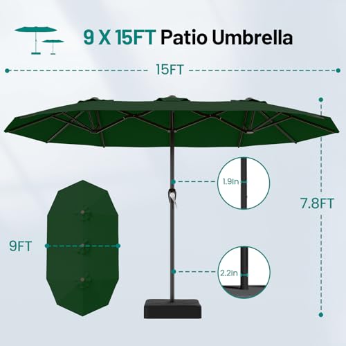 15FT Outdoor Patio Umbrella with Crank