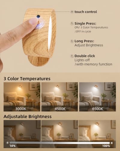 Rechargeable Wall Sconces with Remote (2 Count)