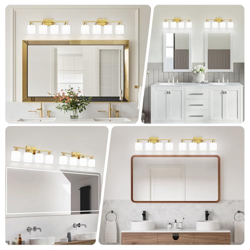 4 Light Gold Light Fixture Bathroom