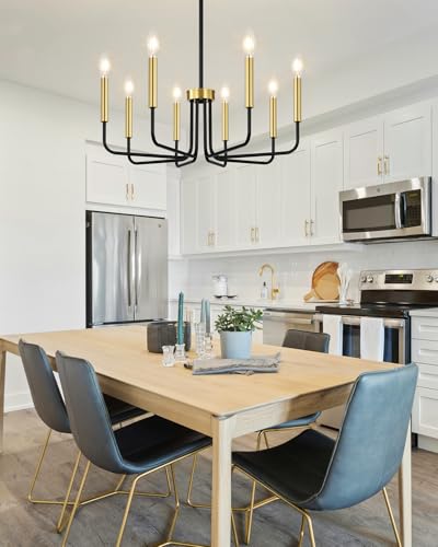 8 Light Black and Gold Chandelier