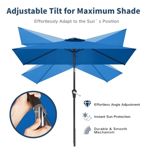 6.5' x 10' Rectangular Patio Umbrella Large Outdoor Market Umbrella w