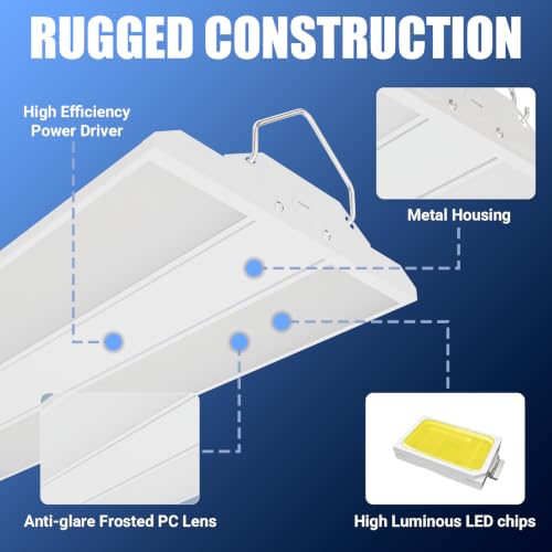 4-Pack 300W/240W/200W LED Linear Shop Lights, 0-10V Dimmable 5000K