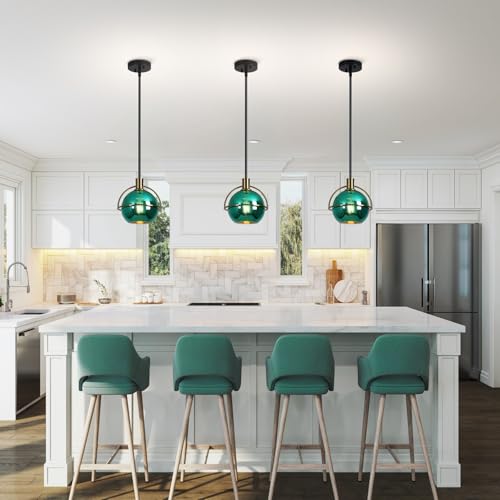 2 Pack Modern Green Glass Pendant Light (2 Count)