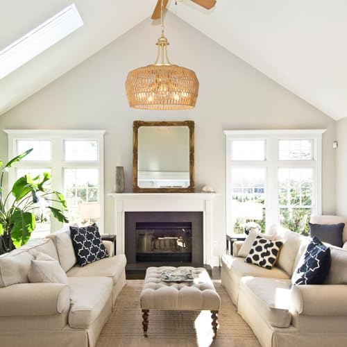 Gold Rattan Chandelier for Dining Room