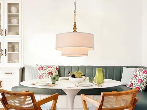 Lighting White Double Drum Chandelier