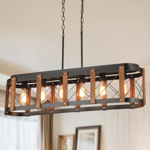 Rustic Farmhouse Wood Kitchen Island Lighting