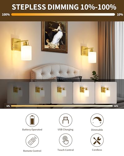 Wireless Battery Operated Wall Sconce Set of Two (2 Count)