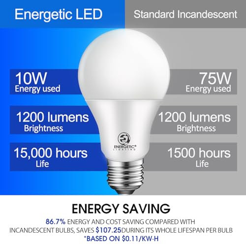 Energetic A19 Light Bulbs 75 watt Equivalent (4 Count)