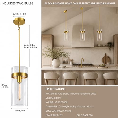 6 Inch Brass Pendant Lights Kitchen Island