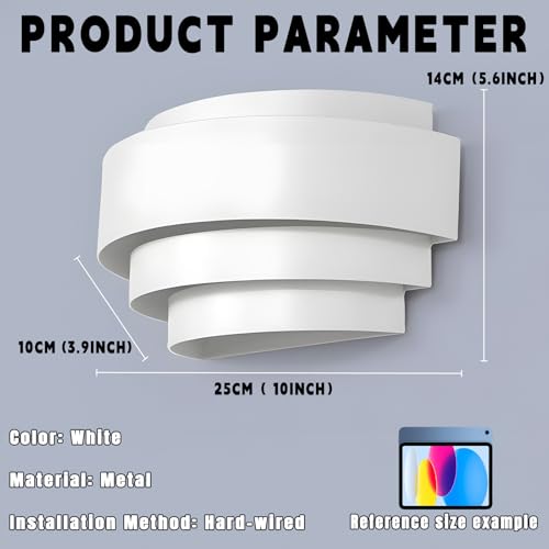 Modern Wall Sconce Indoor Wall Light Fixture Half Moon Metal Wall Lamp White for Stair Hallway Home Theatre Bedroom