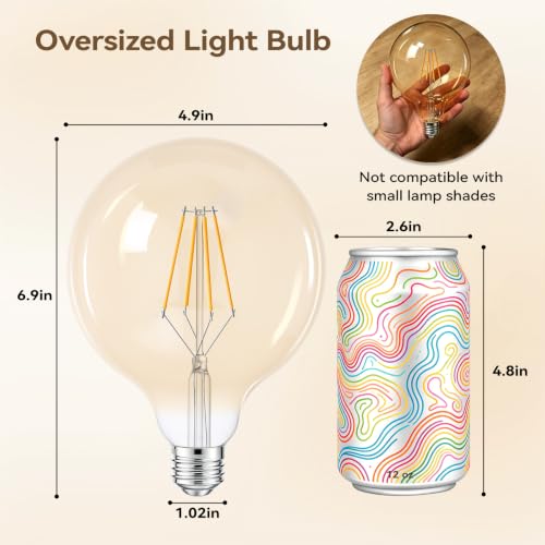 8W G125 Dimmable LED Light Bulb 2700K