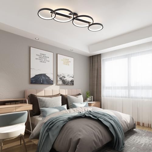 Modern LED Ceiling Light 60W Black Hallway Light Fixtures 4000K Aluminum Long Flush Mount LED Ceiling Lamp for Hallway