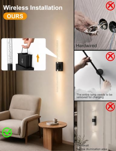 Crystal Bubble Rechargeable Wall Sconces Set of 2 (2 Count)