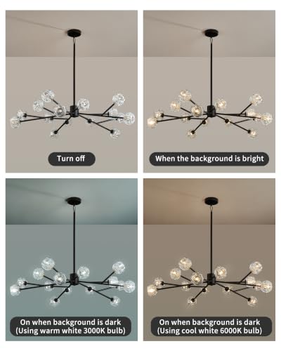 Modern Black 43" 15 Lights Crystal Chandelier