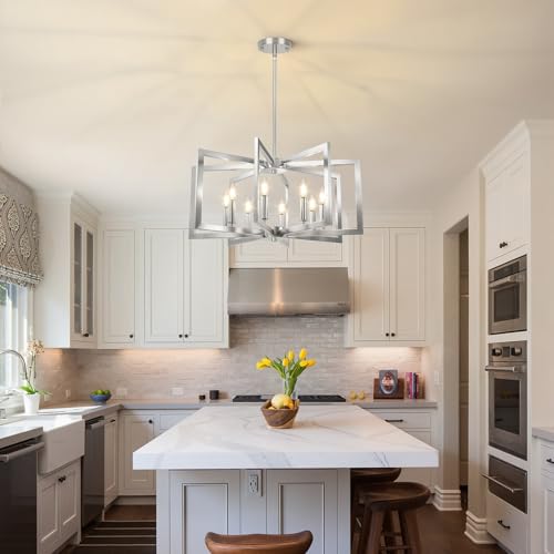 20" 62" Height Adjustable Brushed Nickel Kitchen Chandelier for Dining Room