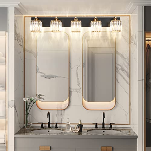 Modern Vanity Light Bathroom Lighting Fixtures 5 Light Crystal Bathroom Vanity Light Fixtures