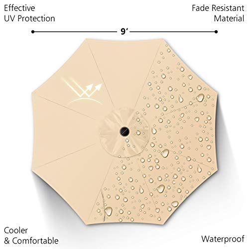 9ft Patio Umbrella with Solar Lights