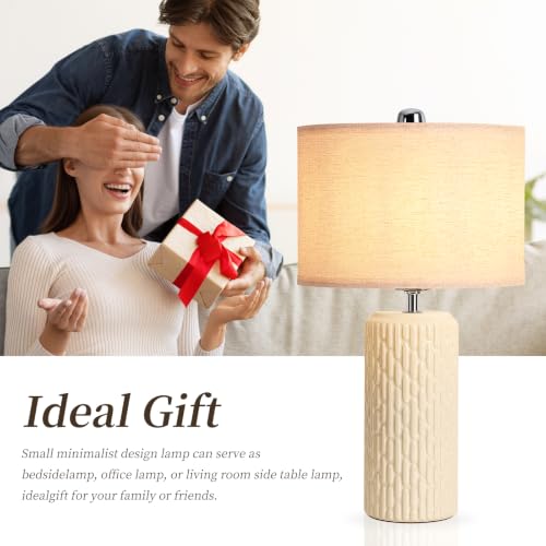 22" Modern Ceramic Table Lamps Set of 2 for Night Stands (Beige)