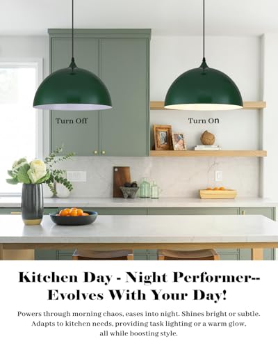 Green Pendant Lights Kitchen Island 2 Pack