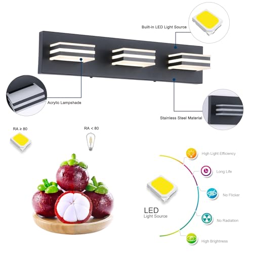 Black Vanity Lights for Bathroom Light Fixtures