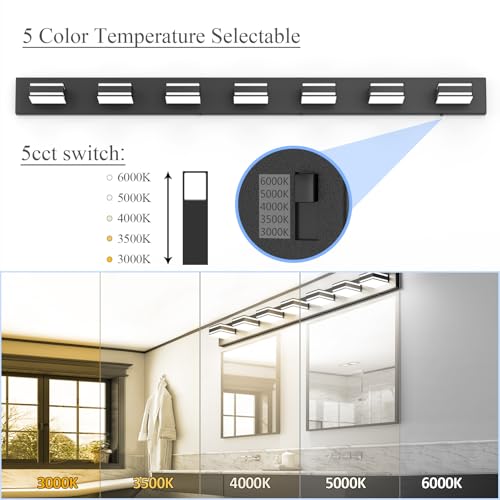 55inch Black Vanity Light 5 Color Temperatures