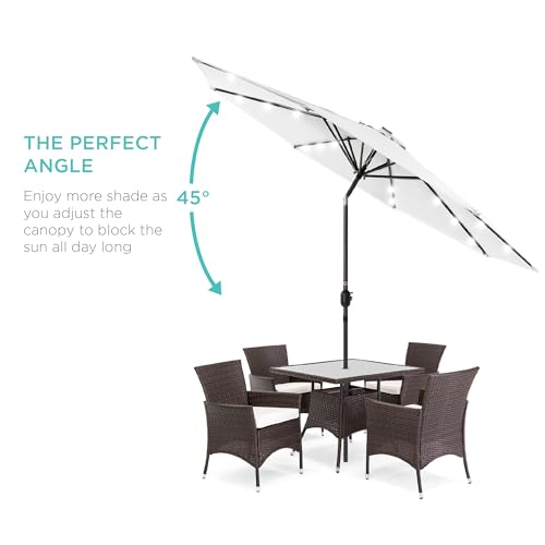 10ft Solar Polyester LED Lighted Patio Umbrella w