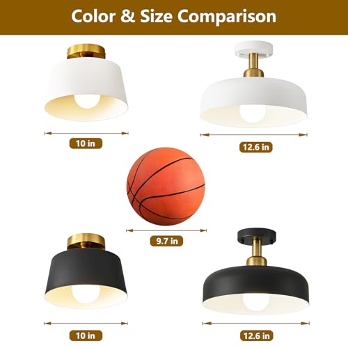 1 Pack Black and Gold Modern Semi Flush Mount Ceiling Light Fxiture 10 in