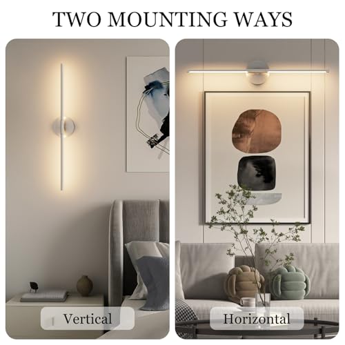 28In Sand Nickel Wall Sconces Set of Two Hardwired 3000K LED Modern Vanity Light 360° Rotatable for Living Room Bedroom Bathroom (2 Count)