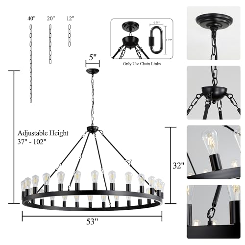 Black Wagon Wheel Chandelier