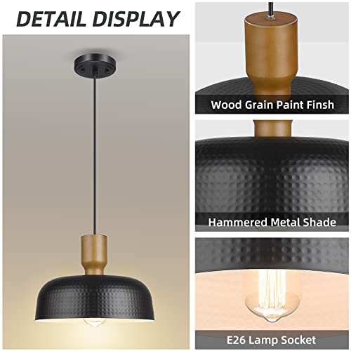 Industrial Pendant Light Fixtures Ceiling Hanging with Hammered Metal Shade (2 Count)