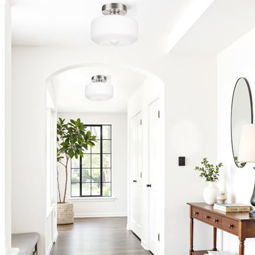 Industrial Semi Flush Mount Ceiling Light Brushed Nickel
