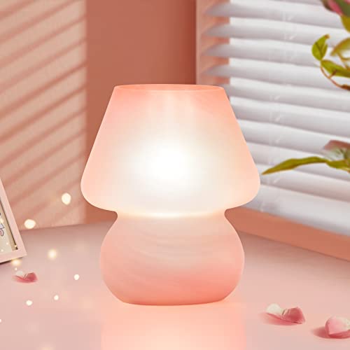 Mushroom Lamp Cute Table Lamp for Bedroom Nightstand Soft Light Pink