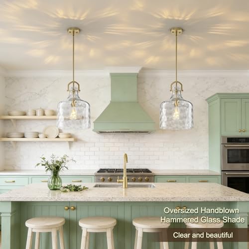 Oversized Large Hammered Glass Pendant Lights Kitchen Island Lighting