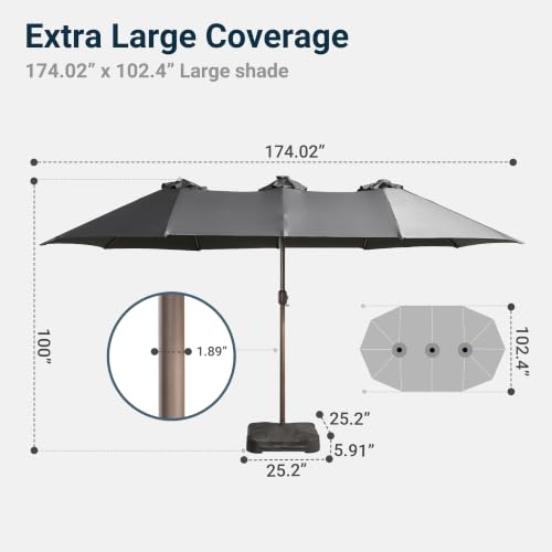 15 Ft Umbrella Outdoor Patio Solar Lights With Base