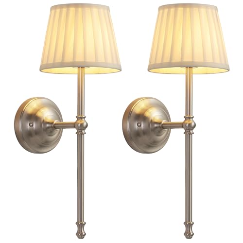 Nickel Cordless Wall Sconces Set of 2 (2 Count)