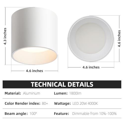 White Hallway Flush Mount Ceiling Light Fixtures for Kitchen Entryway