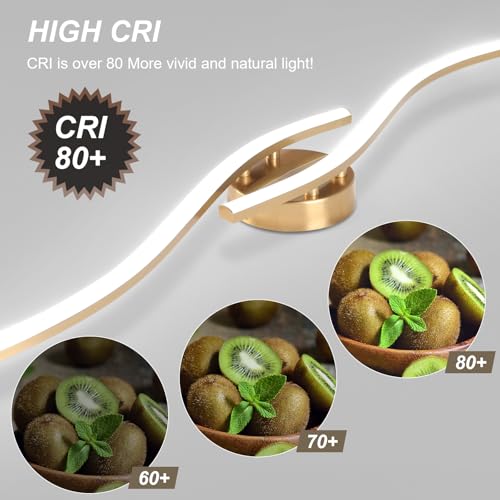 28W Linear Ceiling Light Gold Modern LED Ceiling Light Fixture 6000K Aluminum 39.37Inch Long Ceiling Lamp for Hallway
