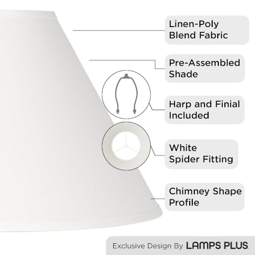 Pre Assembled Denni Large White Linen Chimney Lamp Shade 6x17x11.5