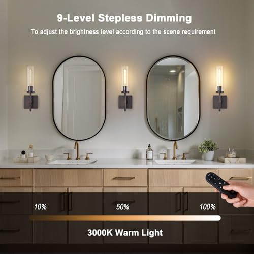 Oil Rubbed Bronze Battery Operated Wall Sconces with Remote Control (2 Count)