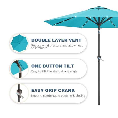 9FT Patio Umbrella with Solar Lights