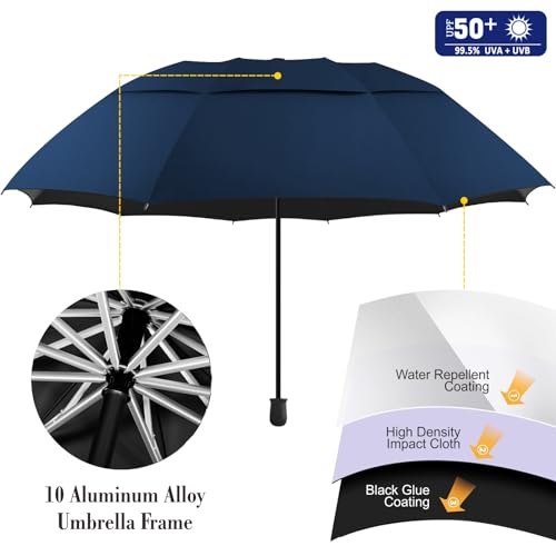 UPF 50+ Beach Umbrella with Adjustable Universal Clamp