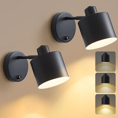 Black Farmhouse Hardwired Wall Sconce with Dimmer Switch Set of 2 (2 Count)