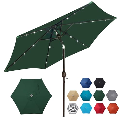 7.5 ft Solar Umbrella 18 LED Lighted Patio Umbrella Table Market Umbrella