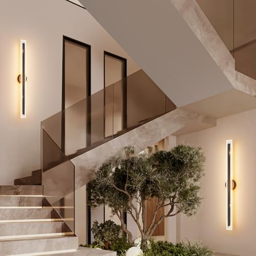 Modern Black Wall Sconces 39.4In Hardwired Light Fixtures 3000K Dimmable LED Sconce Lighting Indoor Wall Lamps for Living Room Bedroom Hallway Stairs