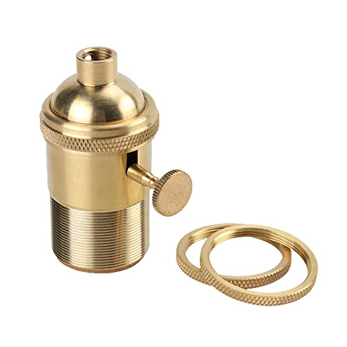 Brass Screw Thread DIY Light Socket Vintage Copper Edison Retro Pendant Lamp Holder for E26 E27 Light Bulbs