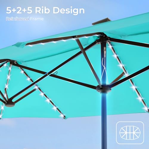 13ft Outdoor Patio Umbrella with Solar Lights