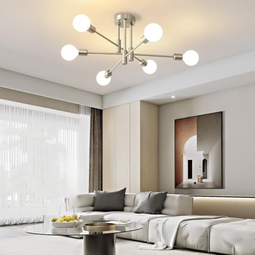 Nickel 6 Light Sputnik Ceiling Light Fixture
