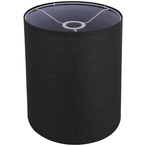 Black Linen Tall Drum Lampshade