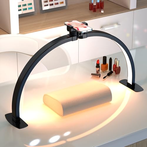 Large Half Moon Nail Desk Lamp with Phone Holder